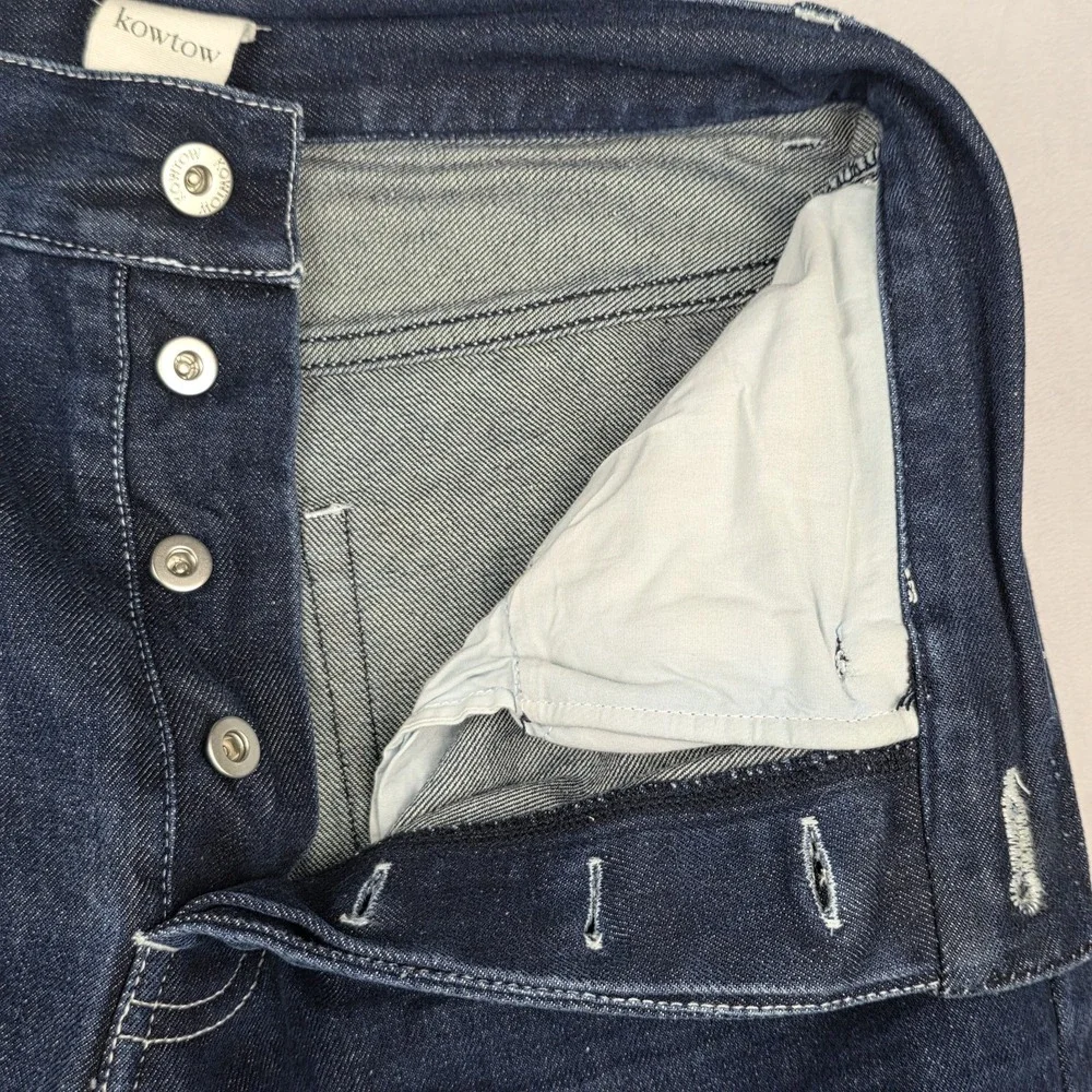 Kowtow Jeans Womens Size Small Wide Leg Dark Wash Blue Denim Pants - Picture 5 of 11